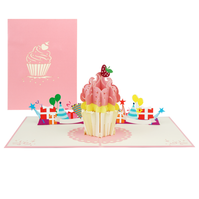 Birthday Strawberry Cupcake Pop Up Card - Image 2