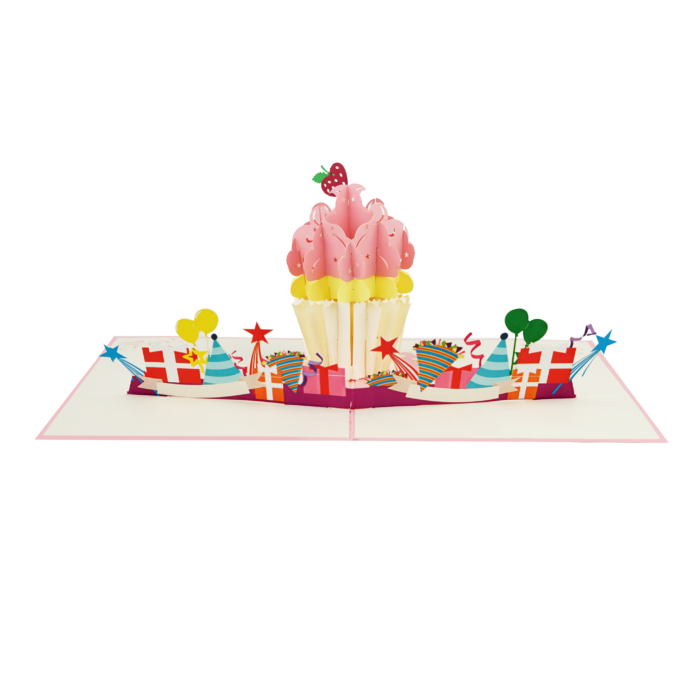 Birthday Strawberry Cupcake Pop Up Card - Image 4