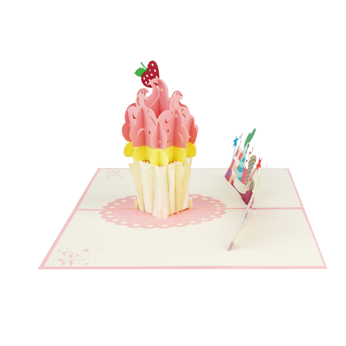 Birthday Strawberry Cupcake Pop Up Card - Image 5