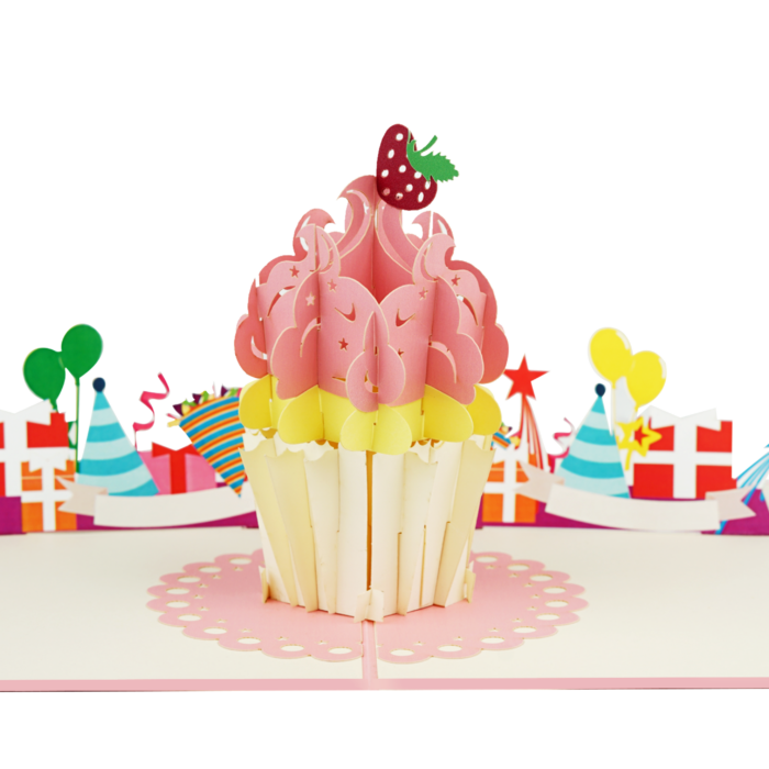 Birthday Strawberry Cupcake Pop Up Card - Image 1