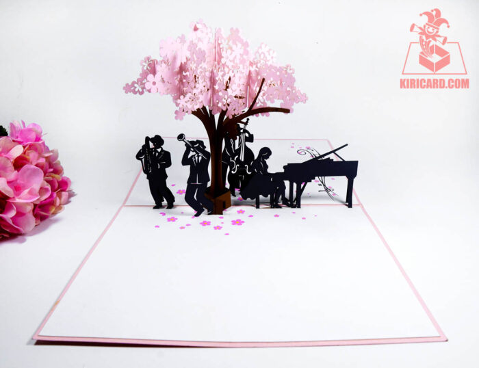 musical-band-under-cherry-blossom-tree-pop-up-card-04