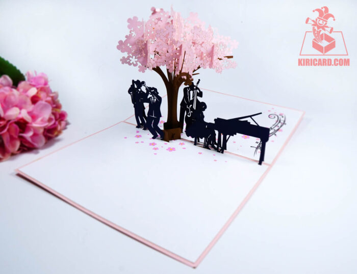 musical-band-under-cherry-blossom-tree-pop-up-card-01