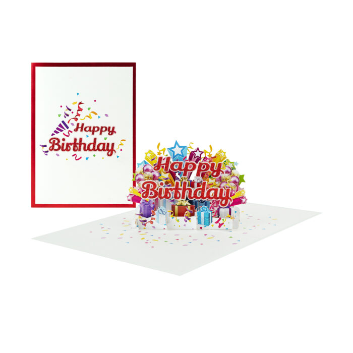 Deluxe Happy Birthday Pop Up Card Red - Image 2