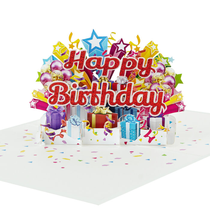 Deluxe Happy Birthday Pop Up Card Red - Image 1