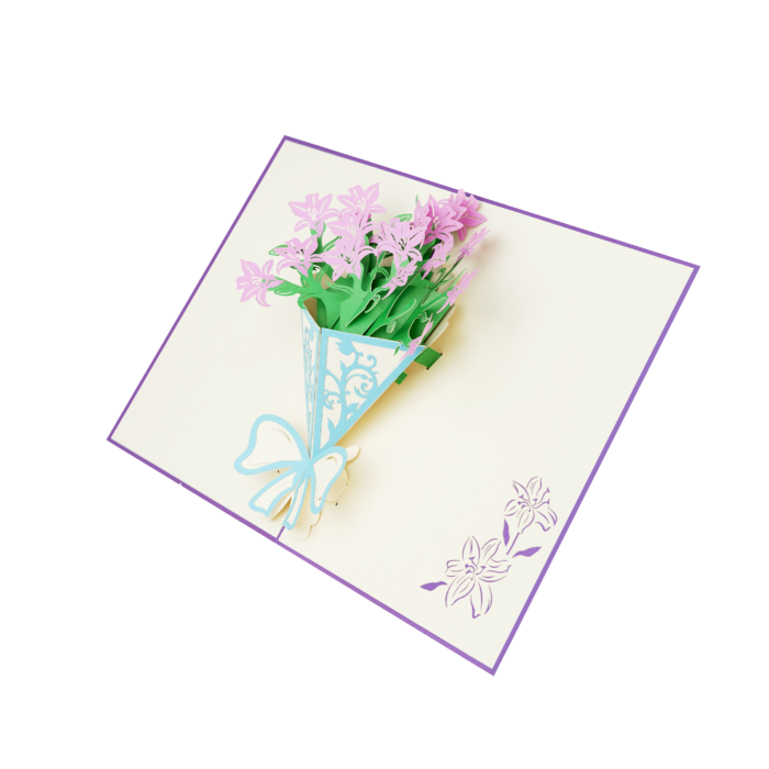 Pink Lily Bunch Pop Up Card - Image 5