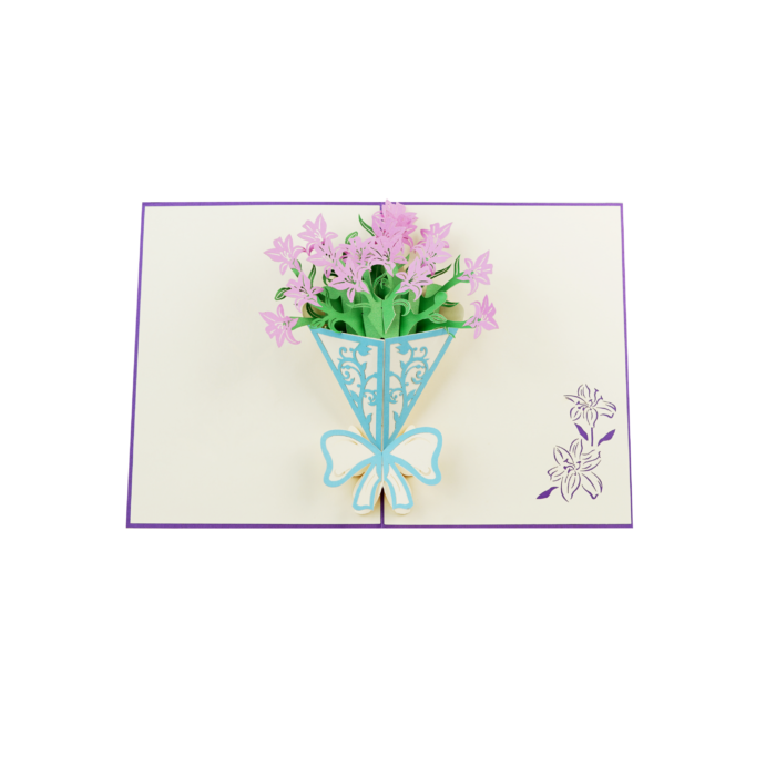 Pink Lily Bunch Pop Up Card - Image 1