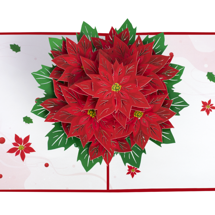 Poinsettia Basket (Red cover) Pop-Up Card - Image 1