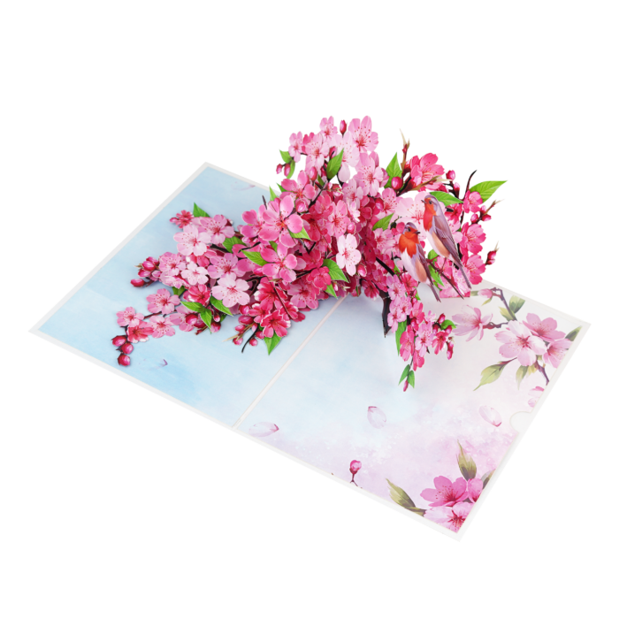 Cherry Blossom Branch with Robins Pop-Up Card - Image 6