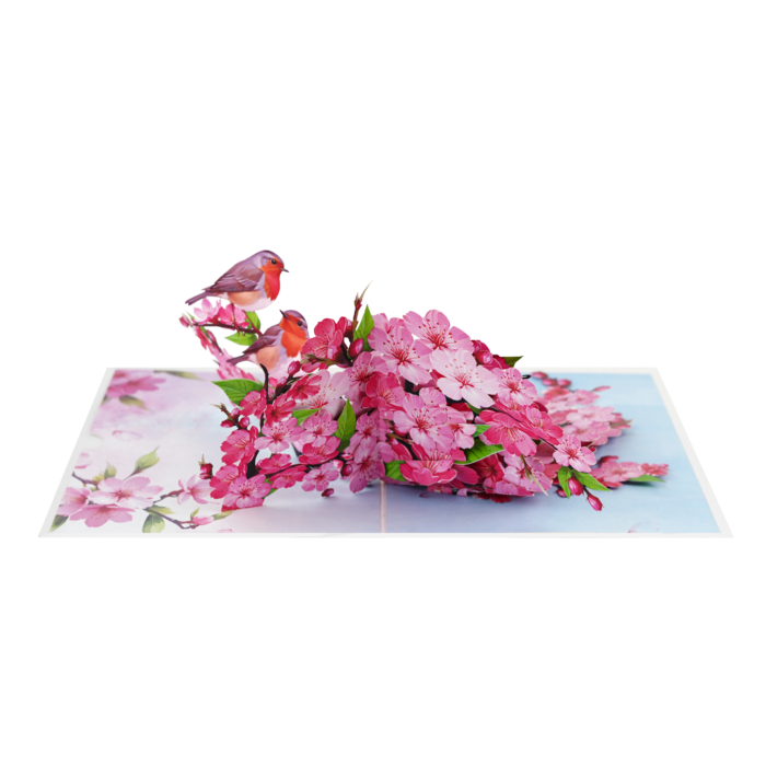 Cherry Blossom Branch with Robins Pop-Up Card - Image 7
