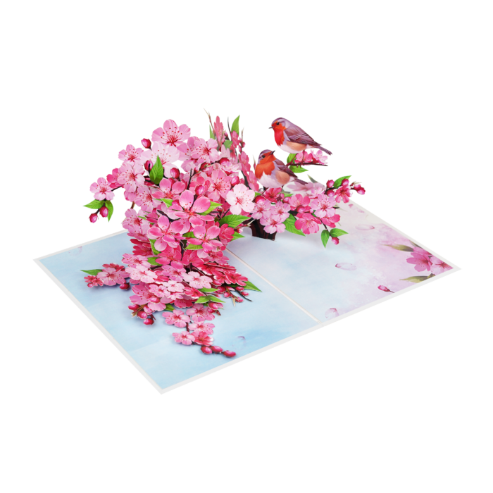 Cherry Blossom Branch with Robins Pop-Up Card - Image 5