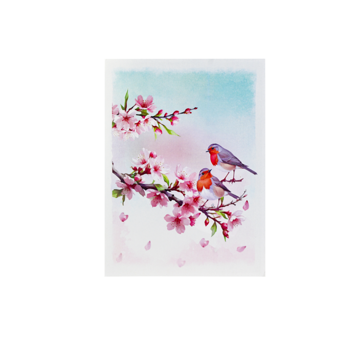Cherry Blossom Branch with Robins Pop-Up Card - Image 3