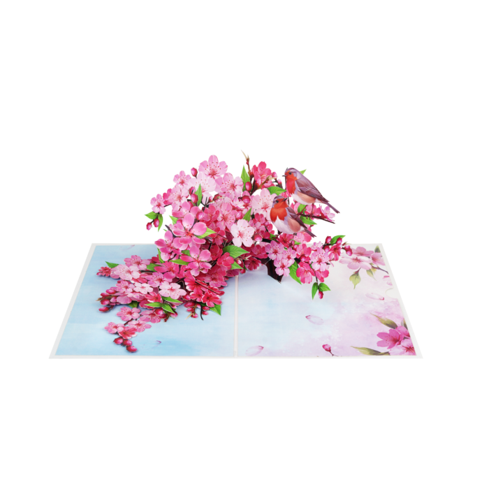 Cherry Blossom Branch with Robins Pop-Up Card - Image 4