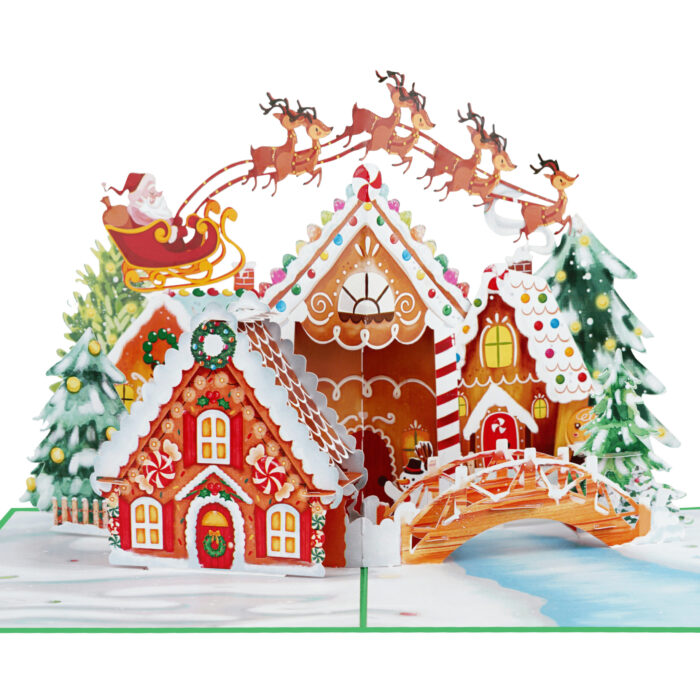 Gingerbread House and Santa Pop-Up Card - Image 1