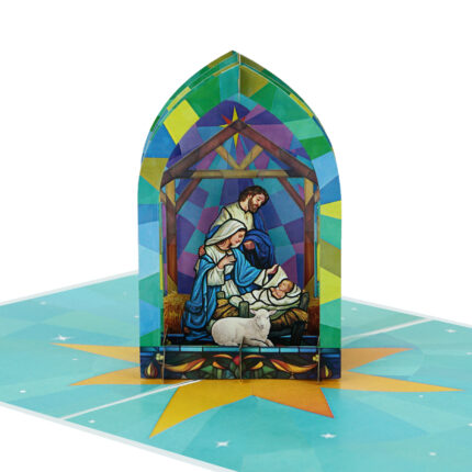 Stained Glass Nativity Pop-Up Card