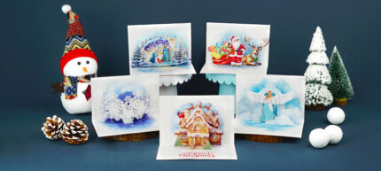 Merry Christmas Pop-up Card (blue set)