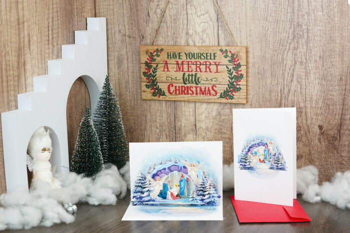 Merry Christmas Pop-up Card (blue set) - Image 3
