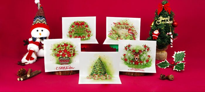 Merry Christmas Pop-up Card (green set) - Image 1