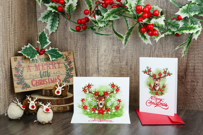 Merry Christmas Pop-up Card (green set) - Image 5