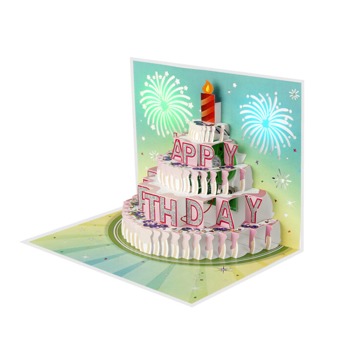 Musical Birthday Pop-Up Card –  Green - Image 4