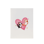 Romantic handmade Cats in Love Pop-up Card with floral and heart design