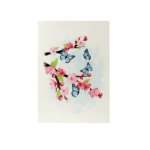 3D cherry blossom pop up card with pink flowers and blue butterflies