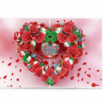 love you popup card with rose flower