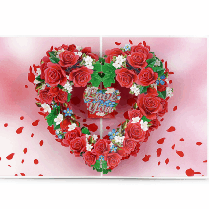 love you popup card with rose flower
