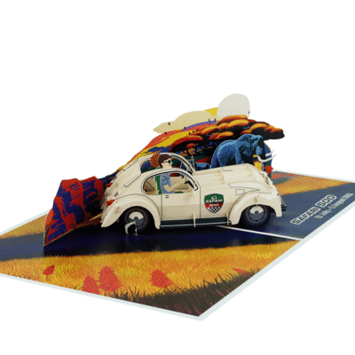 3D custom pop up card rally car structure Custom Pop Up Card for Event Marketing