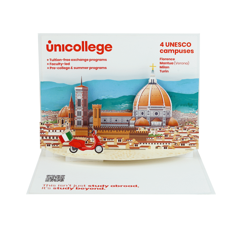 marketing pop up card university 3D design