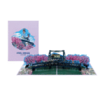 Custom city landmark pop up card Steel Bridge Portland fold flat and open display