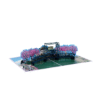 Custom pop up card Steel Bridge Oregon with detailed 3D structure and train element