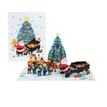 Handmade Christmas Choir Pop Up Card with Santa at a grand piano, singing carolers, decorated Christmas tree, and festive holiday decorations.