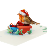 Christmas Robin and Giftbox Pop Up Card - Image 3