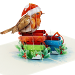 Christmas Robin and Giftbox Pop Up Card